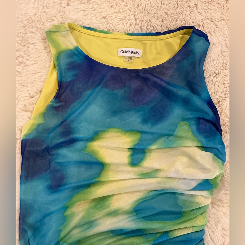 Calvin Klein Blue and Green Midi Dress